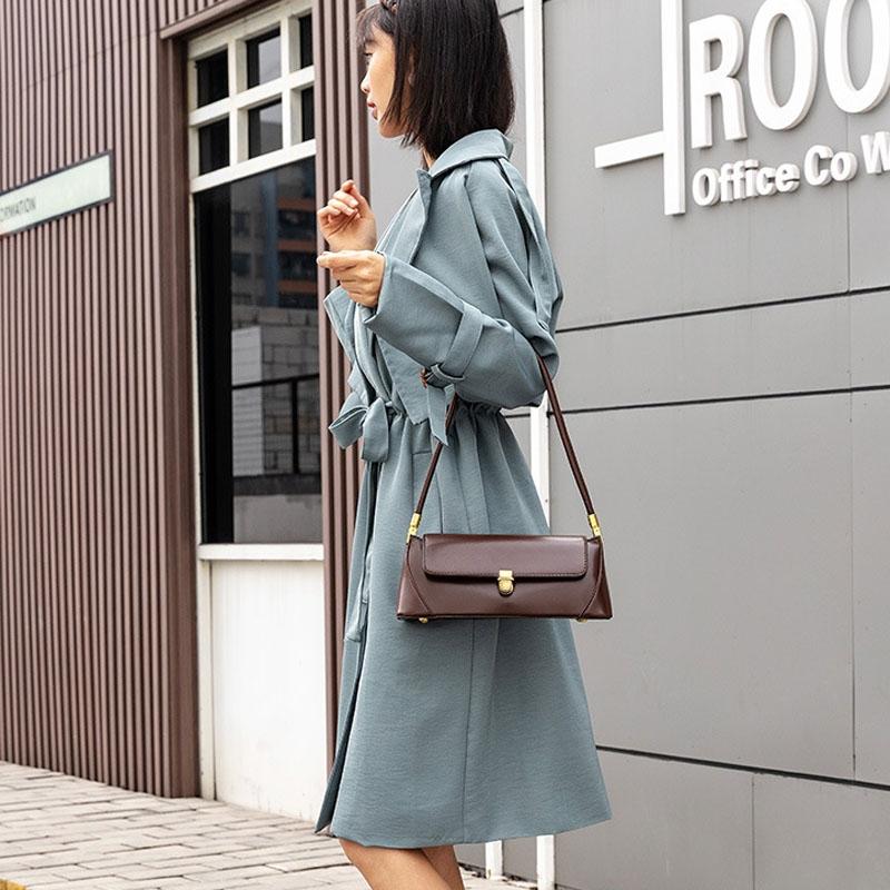 Vintage Women Shoulder Bag - Olive Black 8