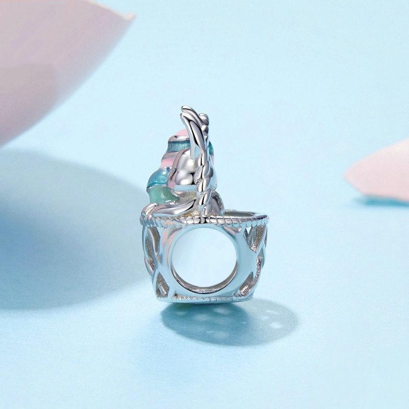 925 Sterling Silver Easter Basket Egg Rabbit Beads 4