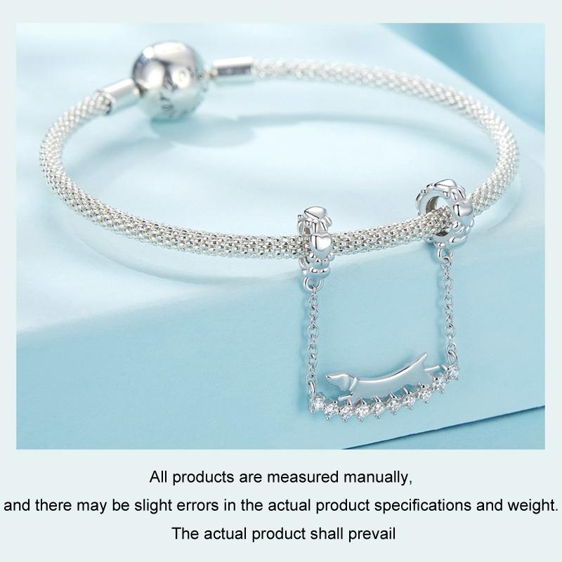 925 Sterling Silver Dachshund Beaded Bracelet 6