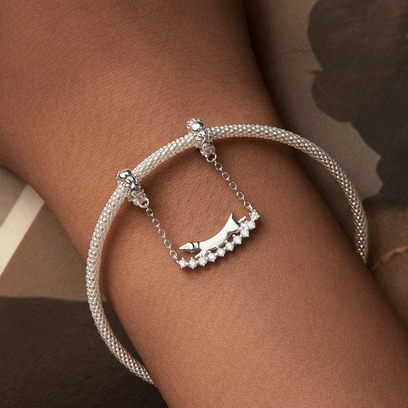 925 Sterling Silver Dachshund Beaded Bracelet 7