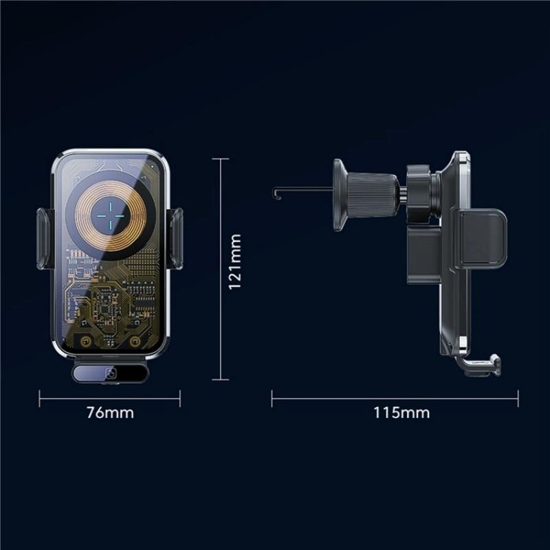 High Power Car Wireless Charger with Phone Bracket - Transparent 66w 8