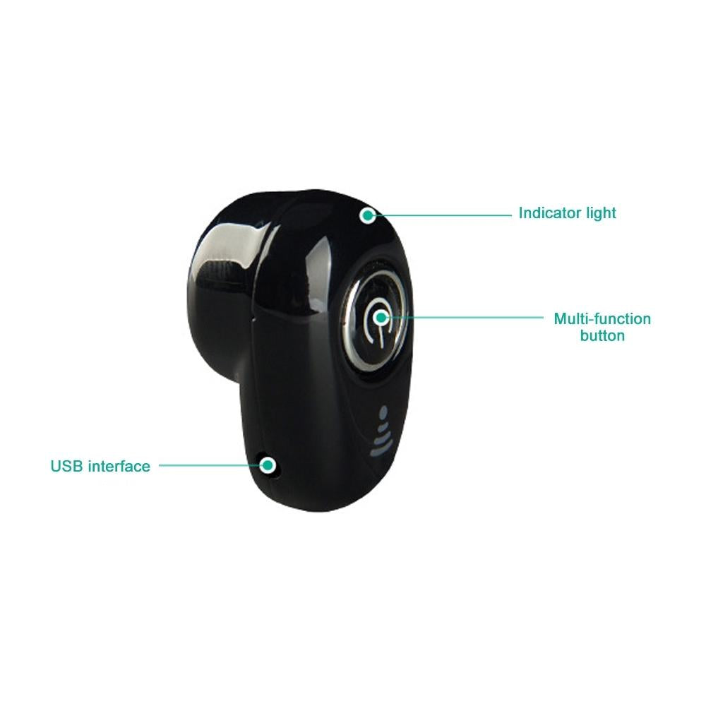 Mini Bluetooth Earphone with Mic - S650 Gen 2 - Black 5