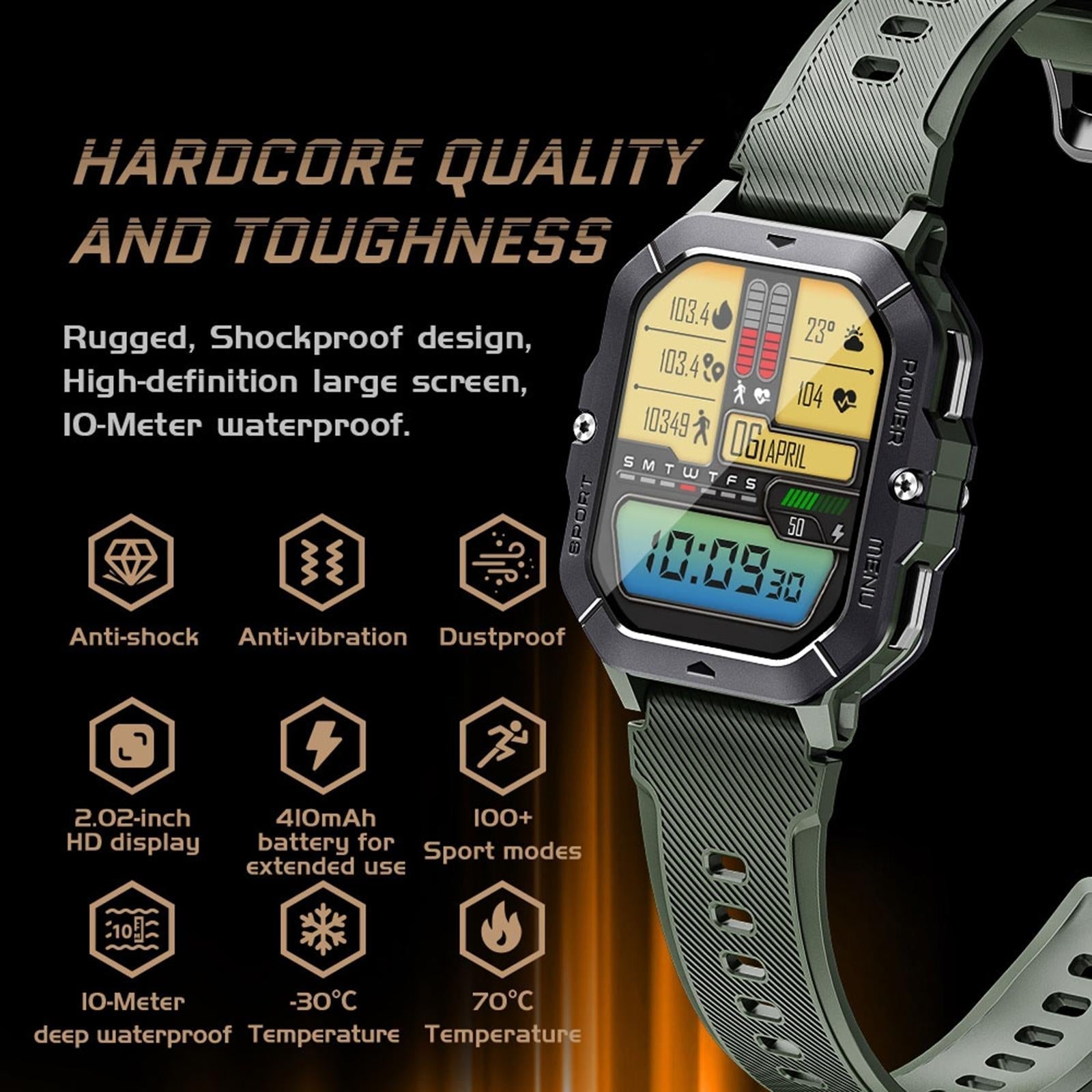 2.02 Inch Sport Smart Watch Support Bluetooth Call / Sleep / Blood Oxygen / Heart Rate / Blood Pressure Health Monitor - Black 9
