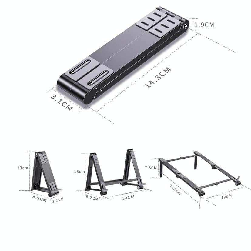 Foldable Metal Laptop Stand for Cooling and Ergonomic - Gray 7