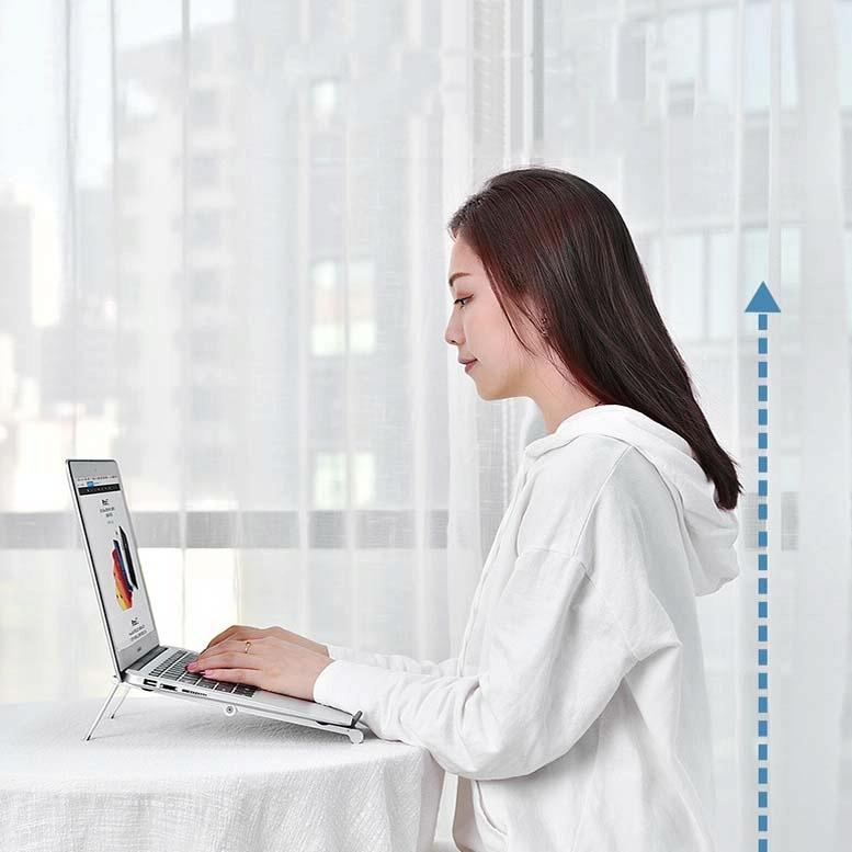 Foldable Metal Laptop Stand for Cooling and Ergonomic - Gray 11