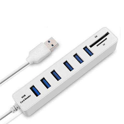 6-Port Usb Hub With Tf / Sd Card Reader High Speed - Black 14