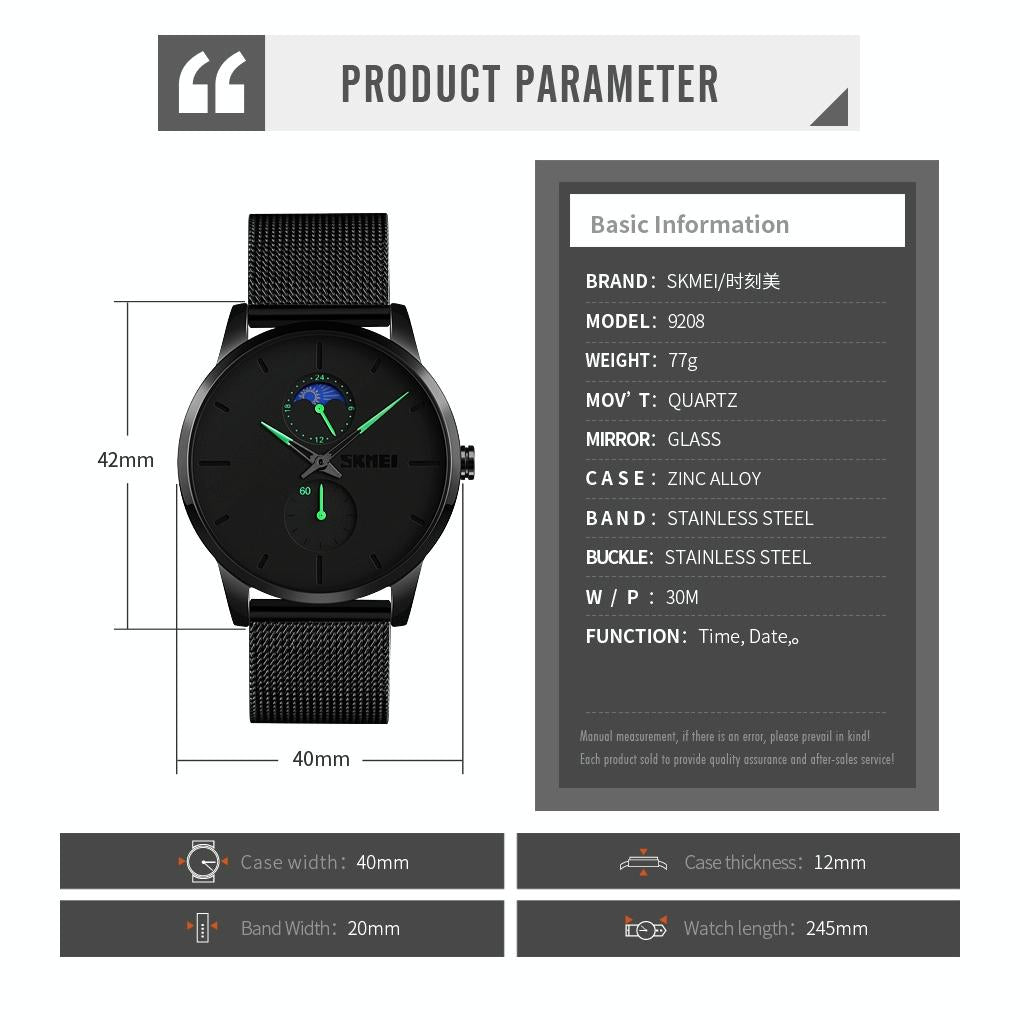 Men Simple Business Sports Watch - Quartz Movement - Rose Gold 8
