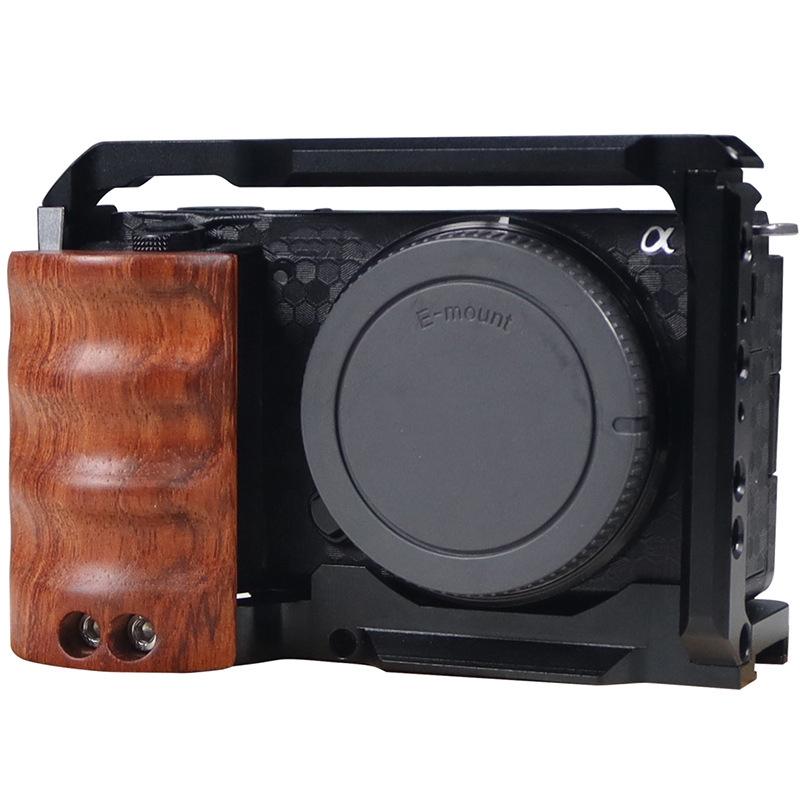 Wooden Handle Alloy Rabbit Cage For Sony Zv-E10 Camera - Black 7