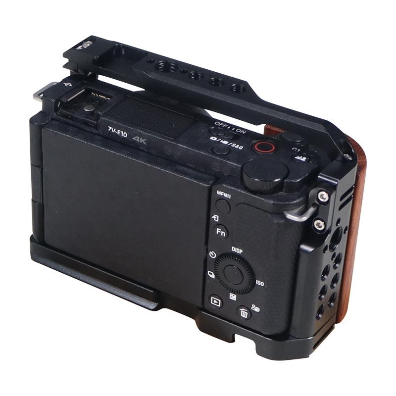 Wooden Handle Alloy Rabbit Cage For Sony Zv-E10 Camera - Black 8