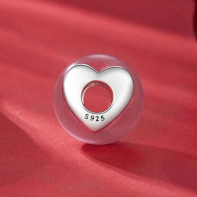 925 Sterling Silver Oxidized Love Glass Diy Beads 4