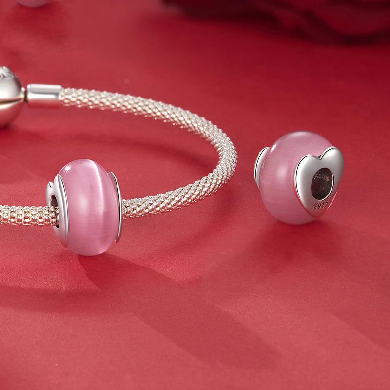 925 Sterling Silver Oxidized Love Glass Diy Beads 5