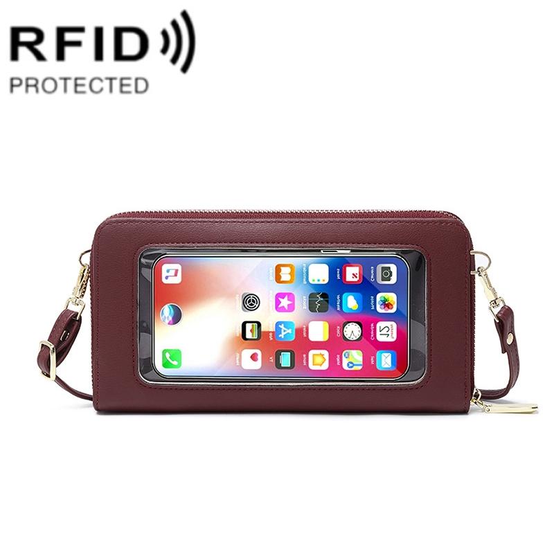 Anti Theft Rfid Cross Body Phone Bag With Touch Screen - Black 13