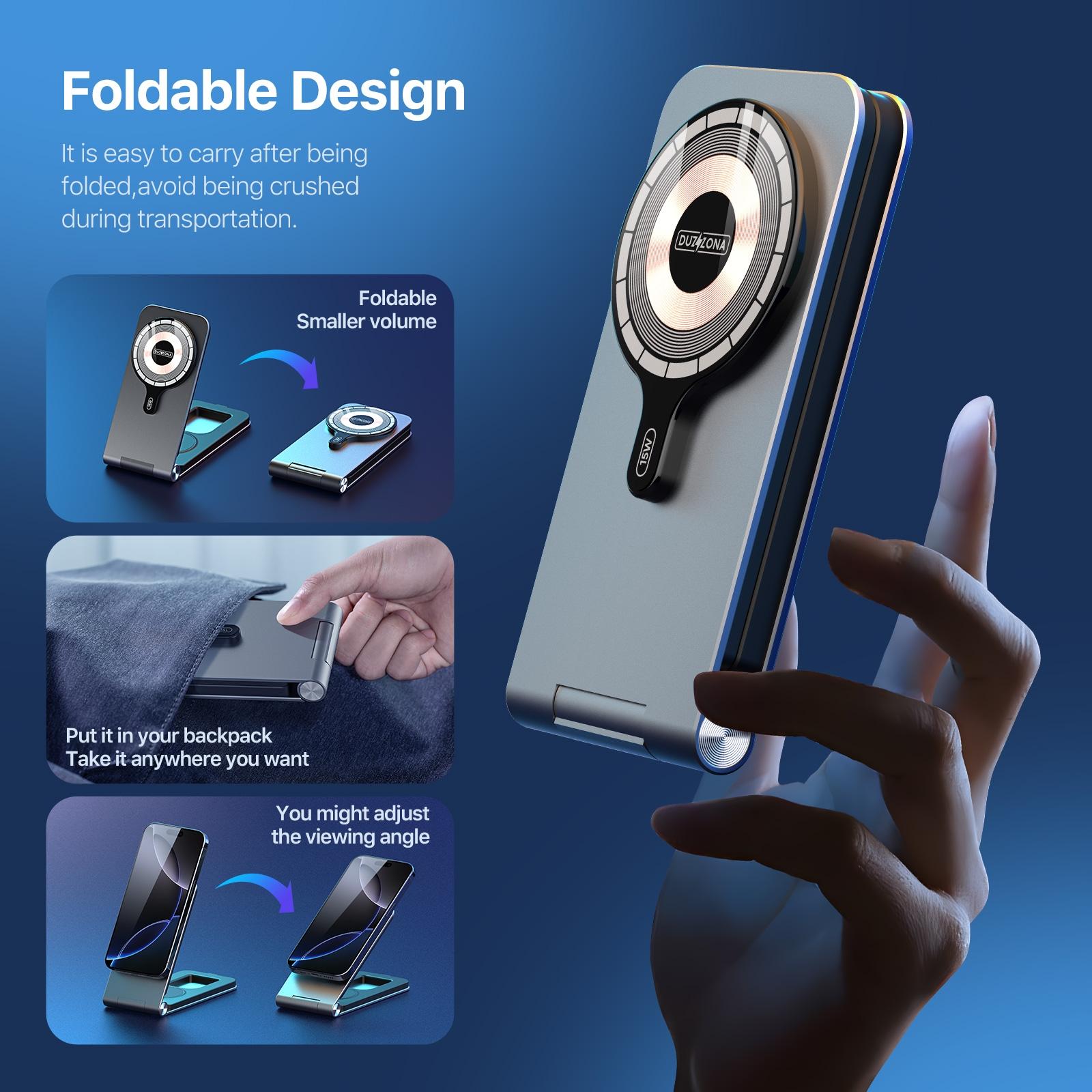 15W 3 In 1 Foldable Magnetic Wireless Charger Grey 5