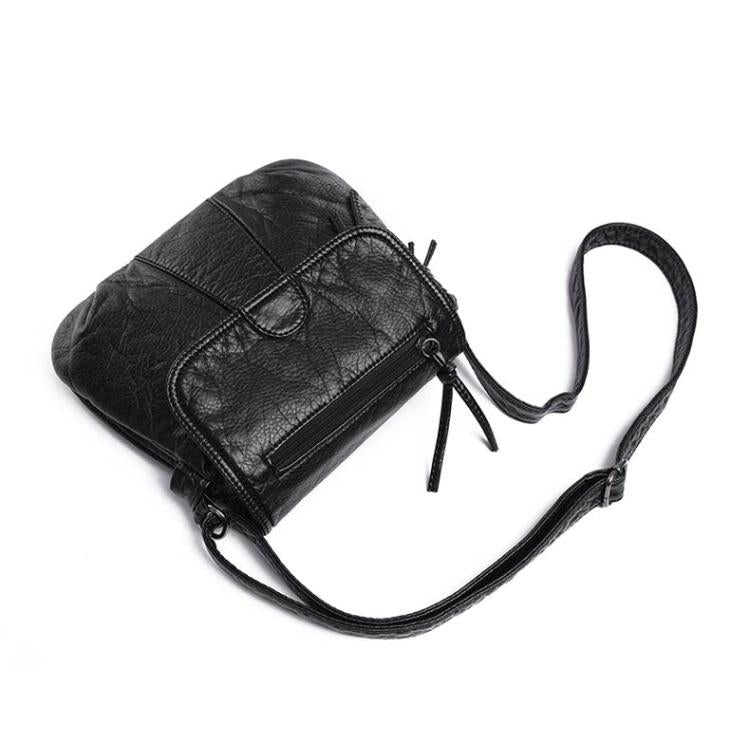 Soft Washed Leather Messenger Bag for Women - Fashionable and Versatile - Black 6