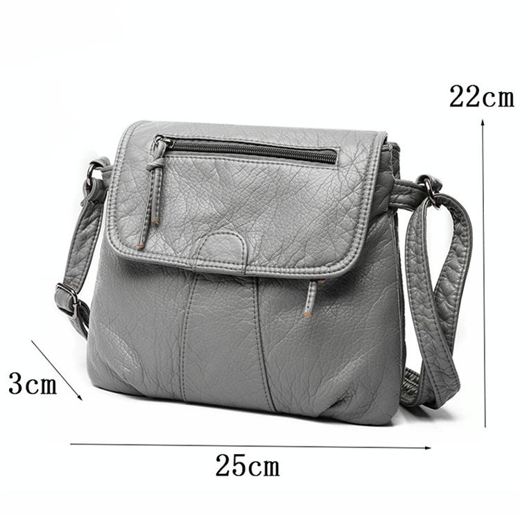 Soft Washed Leather Messenger Bag for Women - Fashionable and Versatile - Black 7