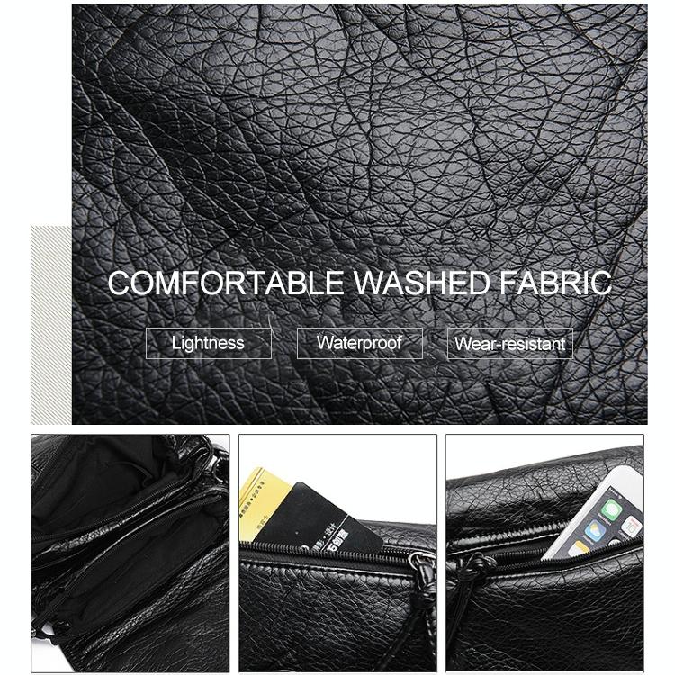 Soft Washed Leather Messenger Bag for Women - Fashionable and Versatile - Black 9