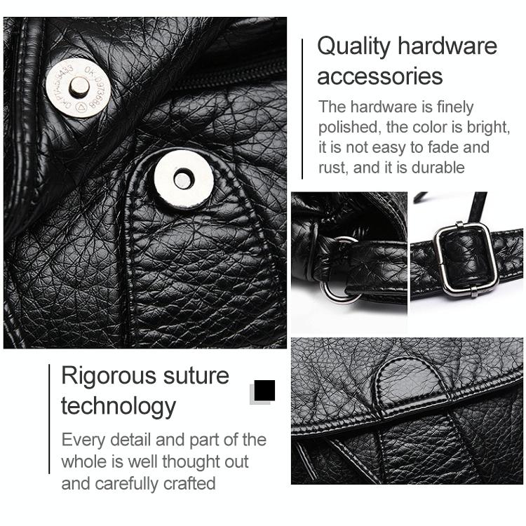 Soft Washed Leather Messenger Bag for Women - Fashionable and Versatile - Black 10