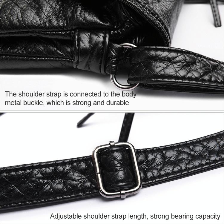 Soft Washed Leather Messenger Bag for Women - Fashionable and Versatile - Black 11