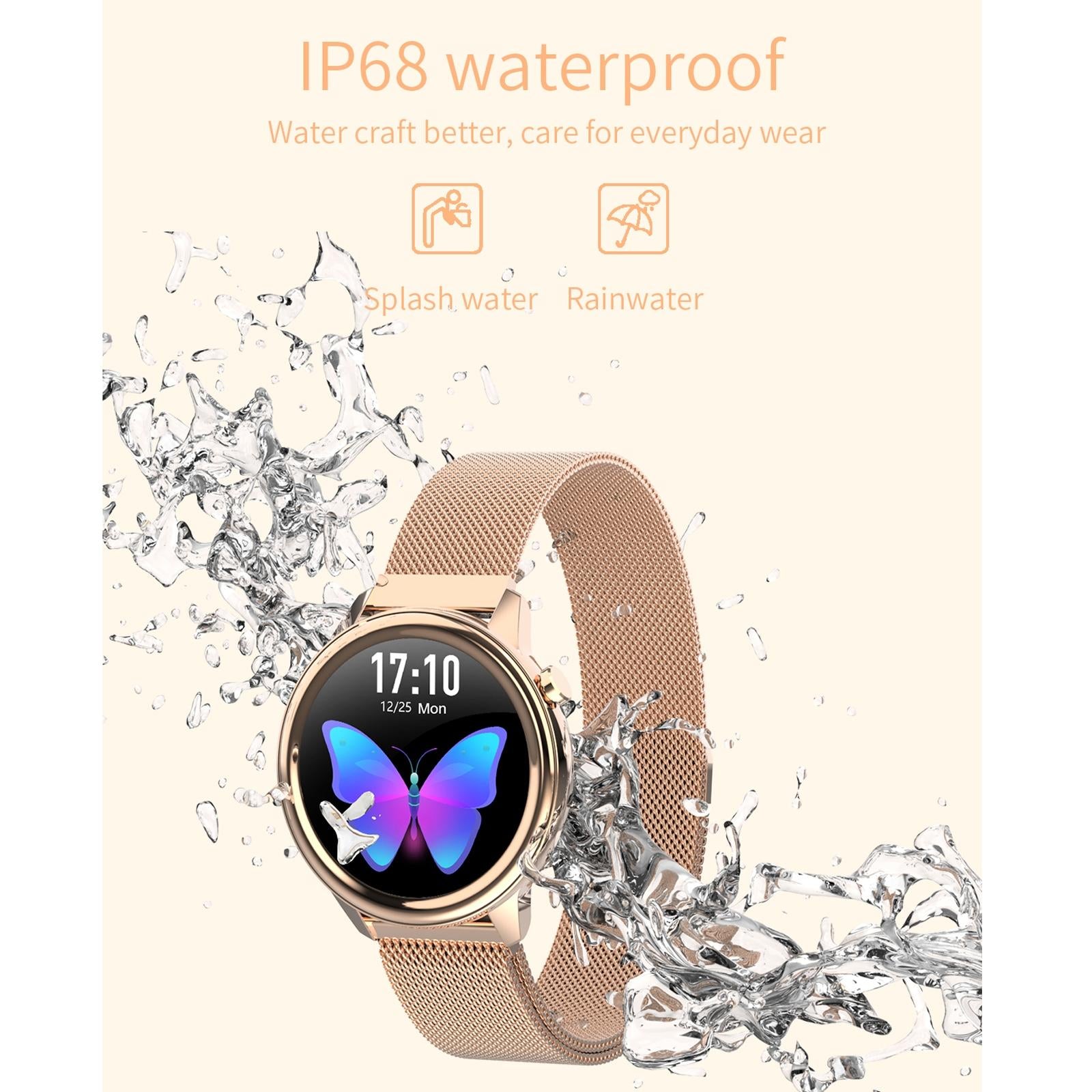 1.3 Inch Tft Colour Screen Ip68 Waterproof Women Smart Watch Support Body Temperature Monitor / Blood Pressure Monitor / Menstrual Cycle Reminder Black 7