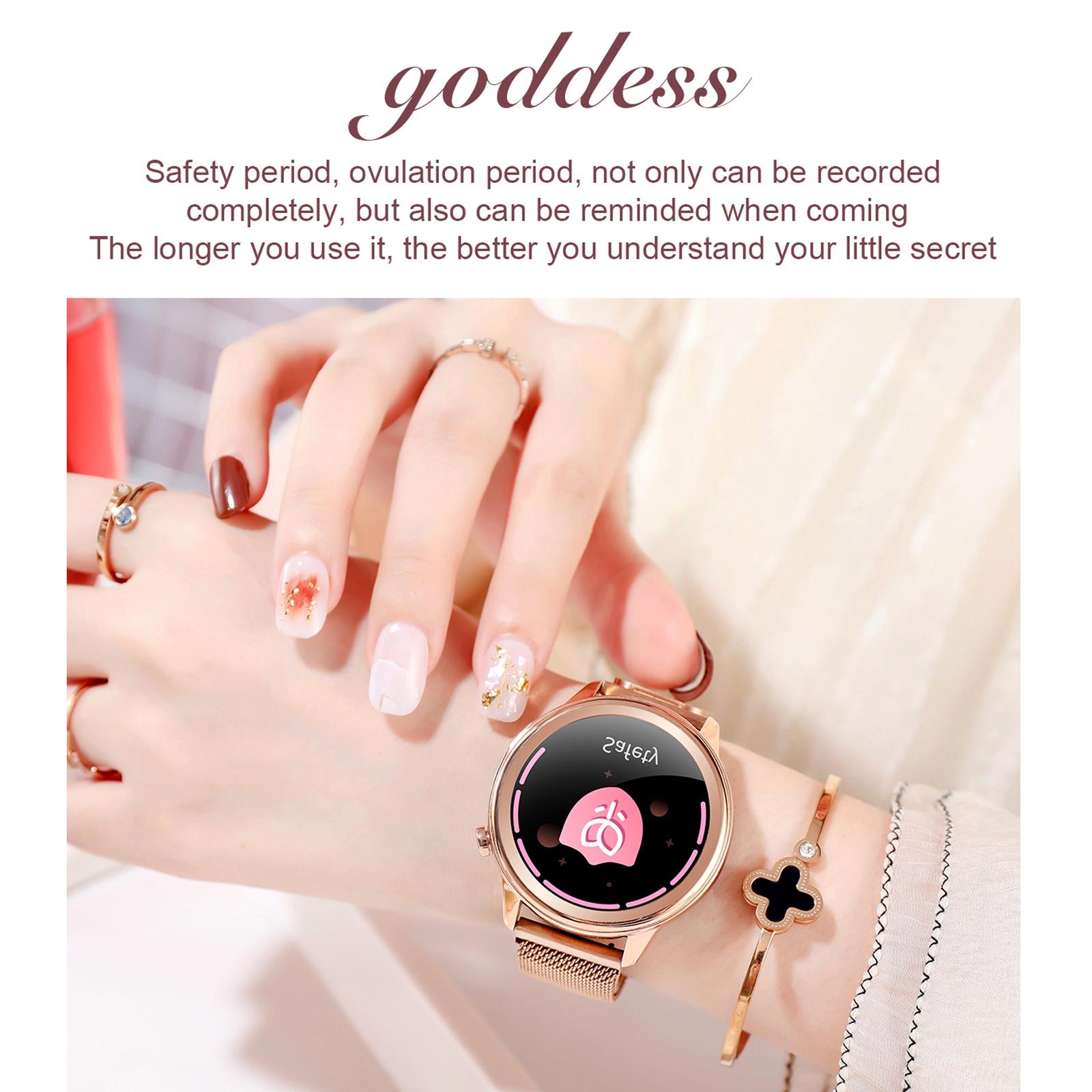 1.3 Inch Tft Colour Screen Ip68 Waterproof Women Smart Watch Support Body Temperature Monitor / Blood Pressure Monitor / Menstrual Cycle Reminder Black 11