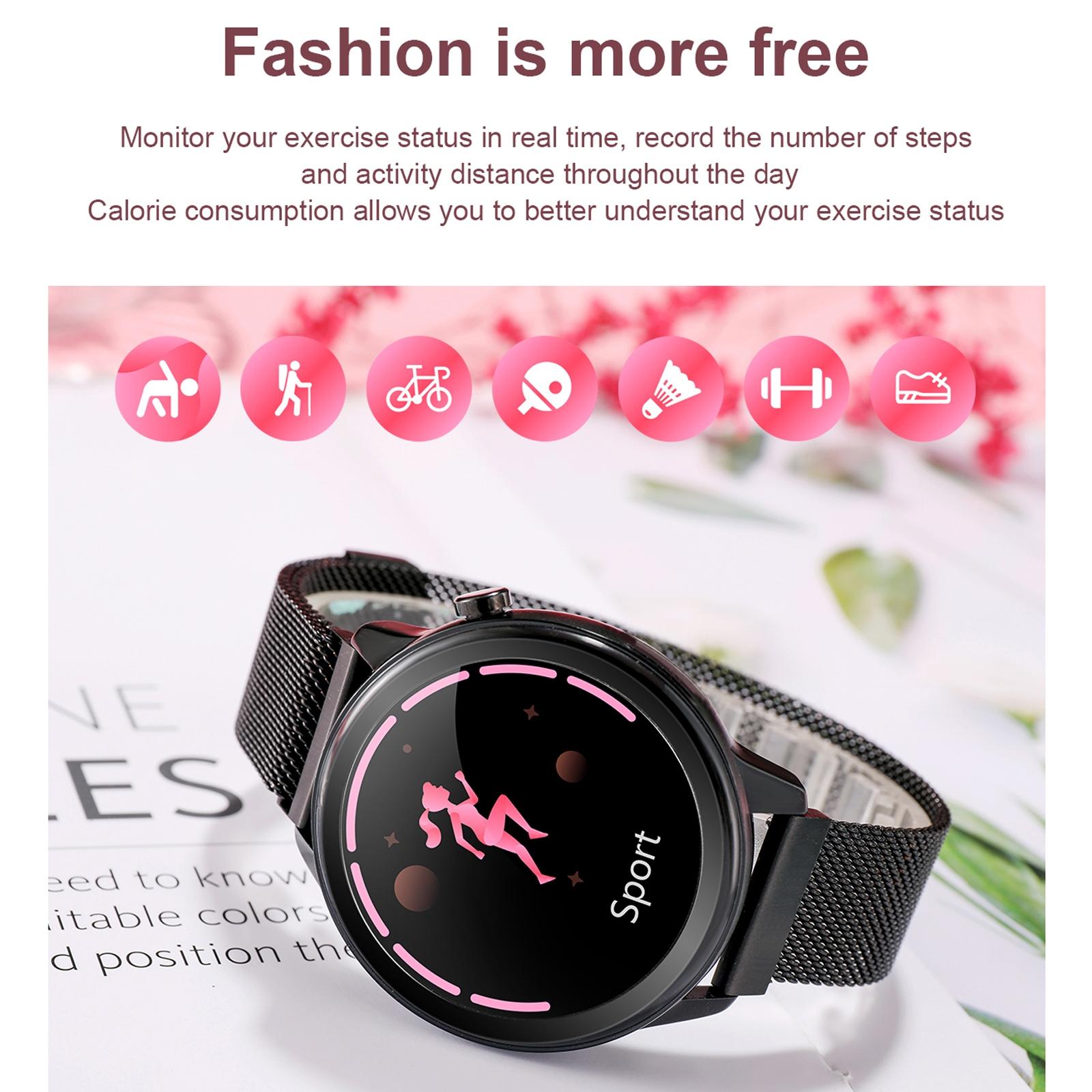 1.3 Inch Tft Colour Screen Ip68 Waterproof Women Smart Watch Support Body Temperature Monitor / Blood Pressure Monitor / Menstrual Cycle Reminder Black 12