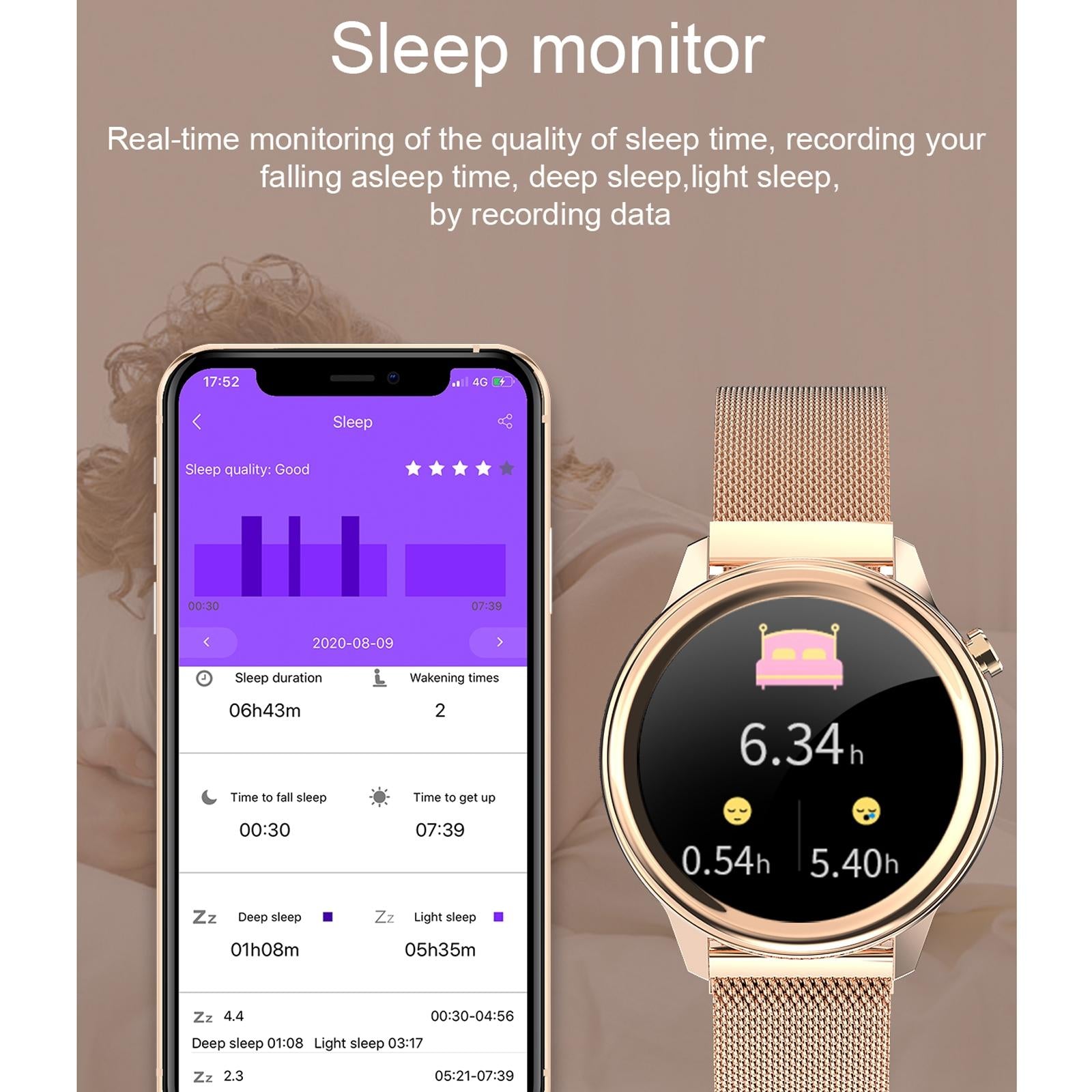1.3 Inch Tft Colour Screen Ip68 Waterproof Women Smart Watch Support Body Temperature Monitor / Blood Pressure Monitor / Menstrual Cycle Reminder Black 15