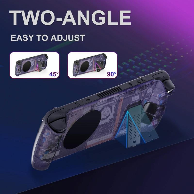Steam Deck Gaming Console Case With Transparent Thermal Back And Bracket - Purple 4