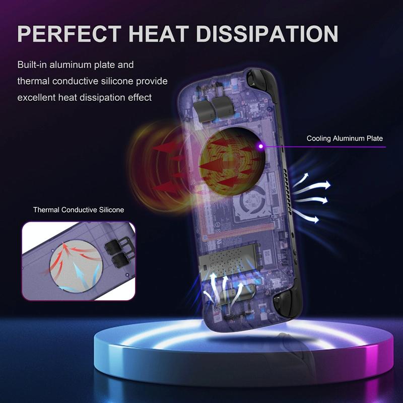 Steam Deck Gaming Console Case With Transparent Thermal Back And Bracket - Purple 5
