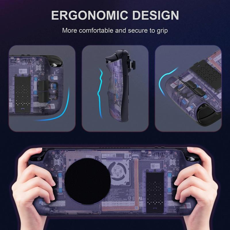 Steam Deck Gaming Console Case With Transparent Thermal Back And Bracket - Purple 8