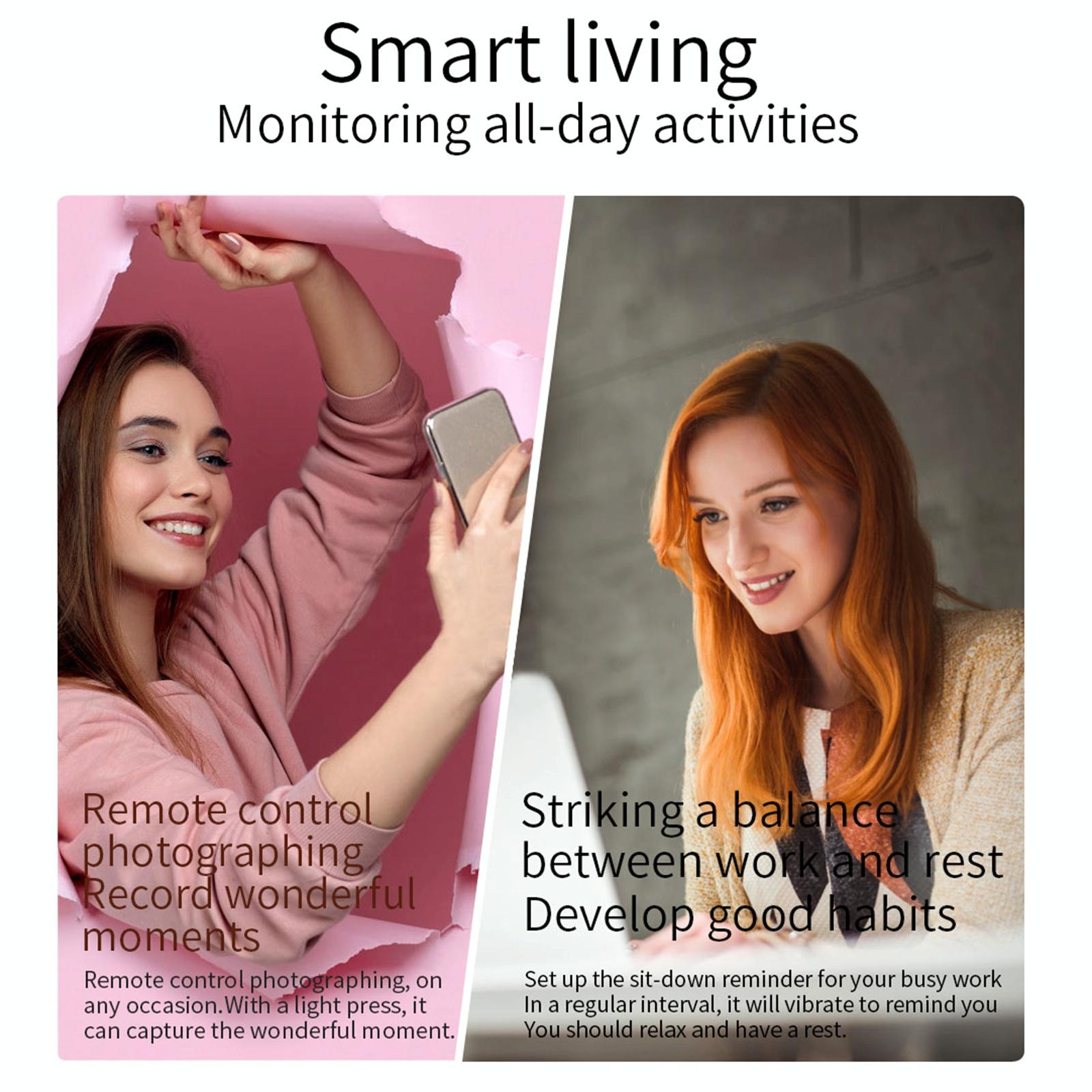 1.09 Inch Hd Colour Screen Bluetooth 5.0 Ip68 Waterproof Smart Watch Sleep & Heart Rate Monitor Blood Oxygen Tracking Steel Strap - Rose Gold 9