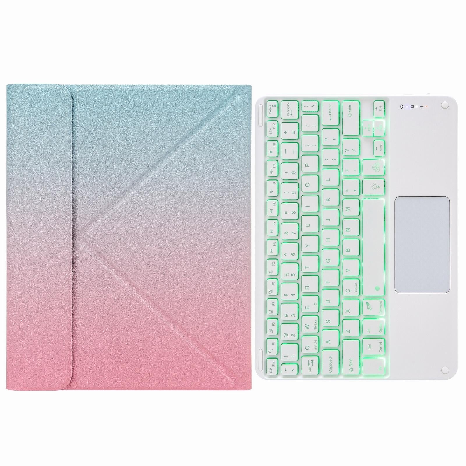 Bluetooth Keyboard Leather Case For Ipad 10.2 / Pro 10.5 - Touch Backlight Three-Fold Holder - Rainbow 5