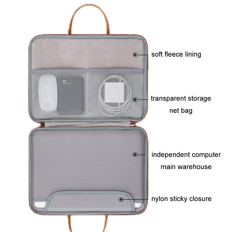 Waterproof Leather Computer Bag - 13 / 13.3 Inches Fully Open & Portable - Gray Brown 4