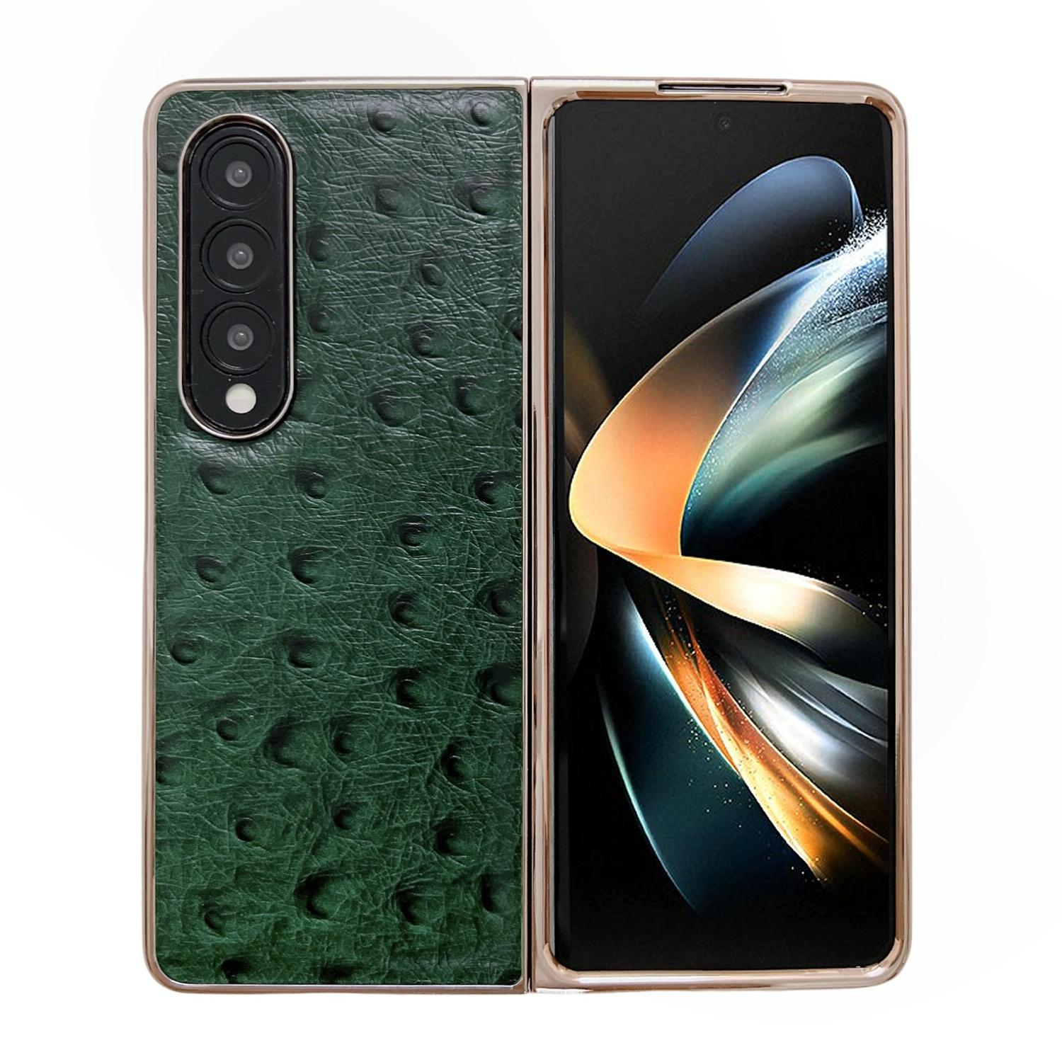 For Samsung Galaxy Z Fold4 5G Ostrich Leather Phone Case - Coffee 7