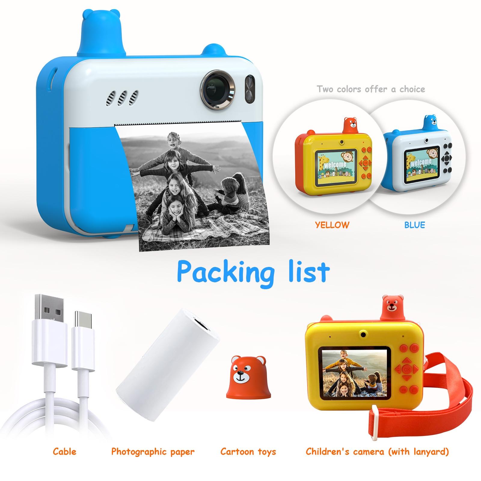 1080p Children's Camera with 2.36 Hd Led Display and Thermal Printing - Instant Capture - Yellow 3