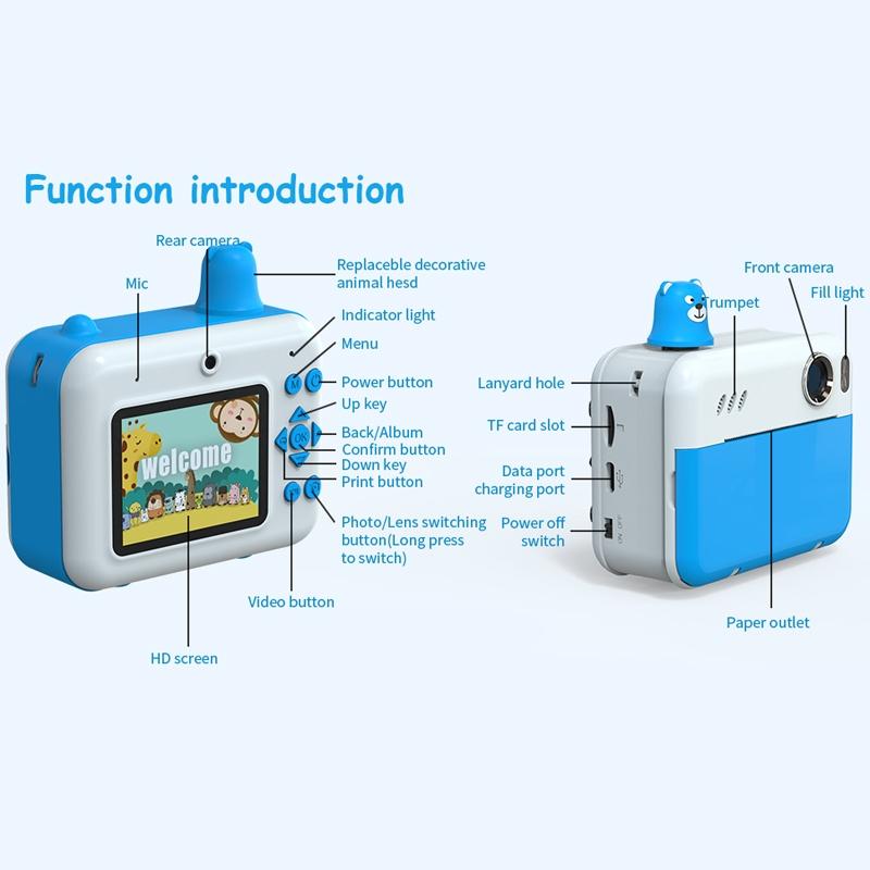 1080p Children's Camera with 2.36 Hd Led Display and Thermal Printing - Instant Capture - Yellow 7