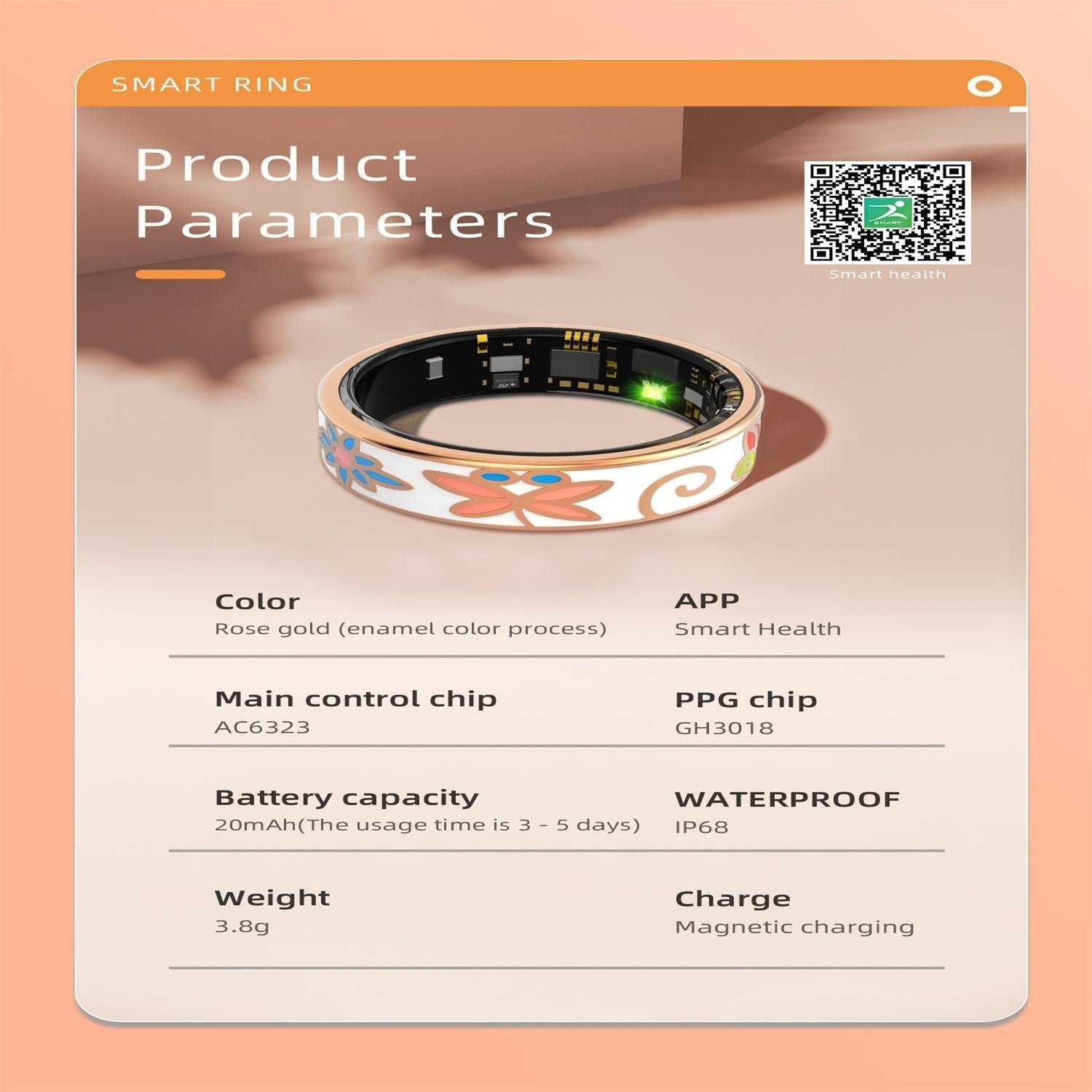 Smart Ring Size 10 Heart Rate Blood Oxygen Sleep Family Care Rose Gold 7
