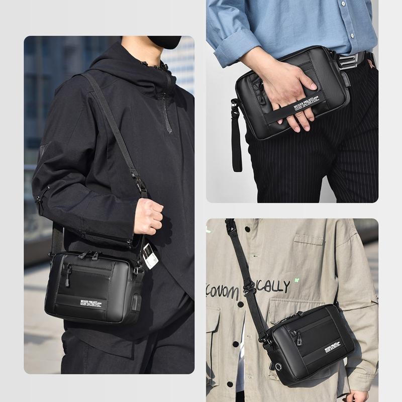 Usb Shoulder Bag For Men Portable & Stylish Outdoor Messenger Black 4