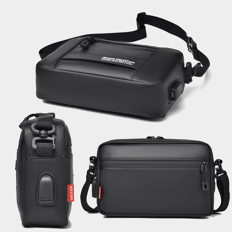 Usb Shoulder Bag For Men Portable & Stylish Outdoor Messenger Black 5