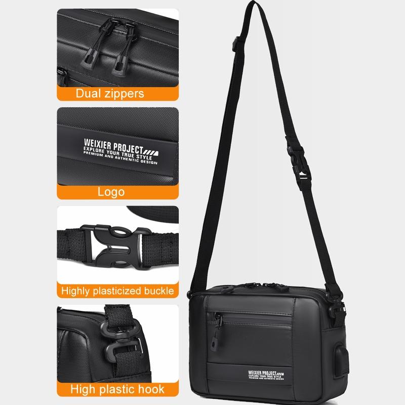Usb Shoulder Bag For Men Portable & Stylish Outdoor Messenger Black 6