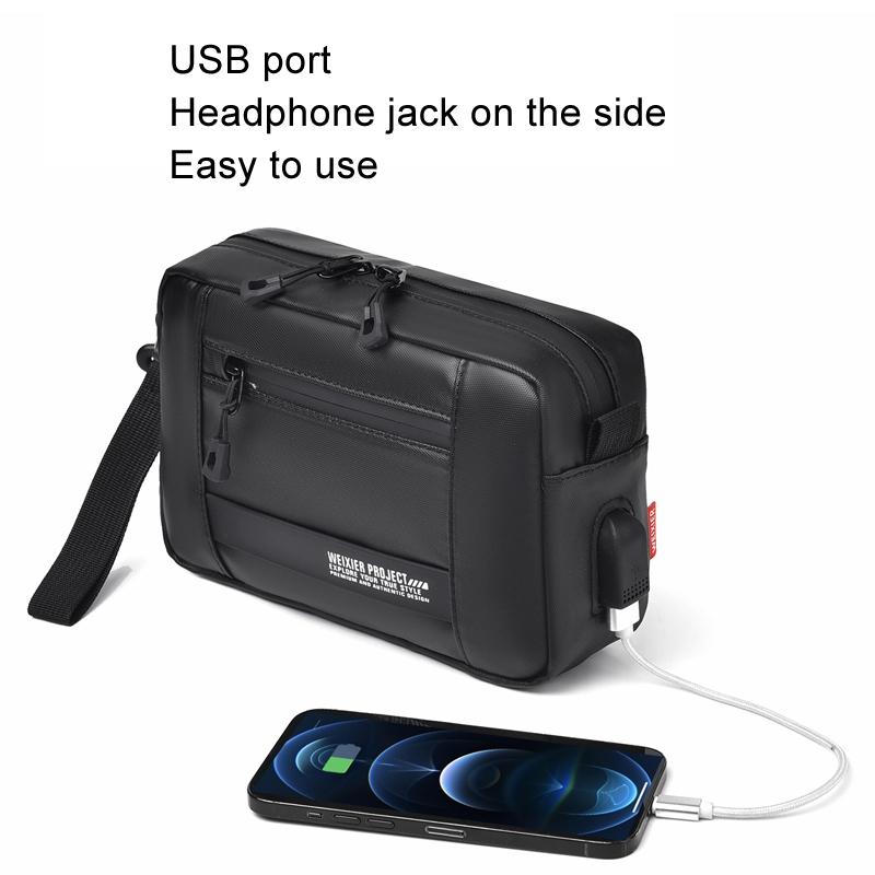 Usb Shoulder Bag For Men Portable & Stylish Outdoor Messenger Black 9