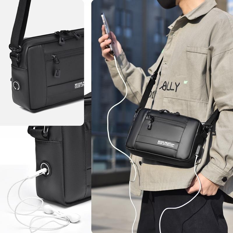 Usb Shoulder Bag For Men Portable & Stylish Outdoor Messenger Black 11