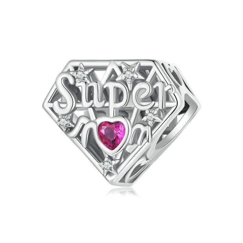 925 Sterling Silver Super Mom Diy Beaded Jewelry