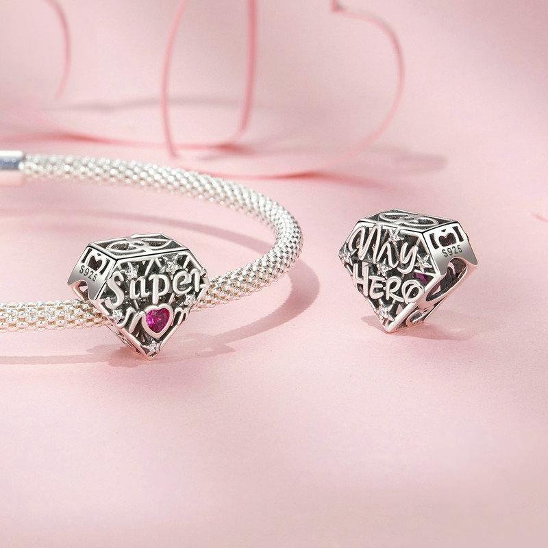 925 Sterling Silver Super Mom Diy Beaded Jewelry 6