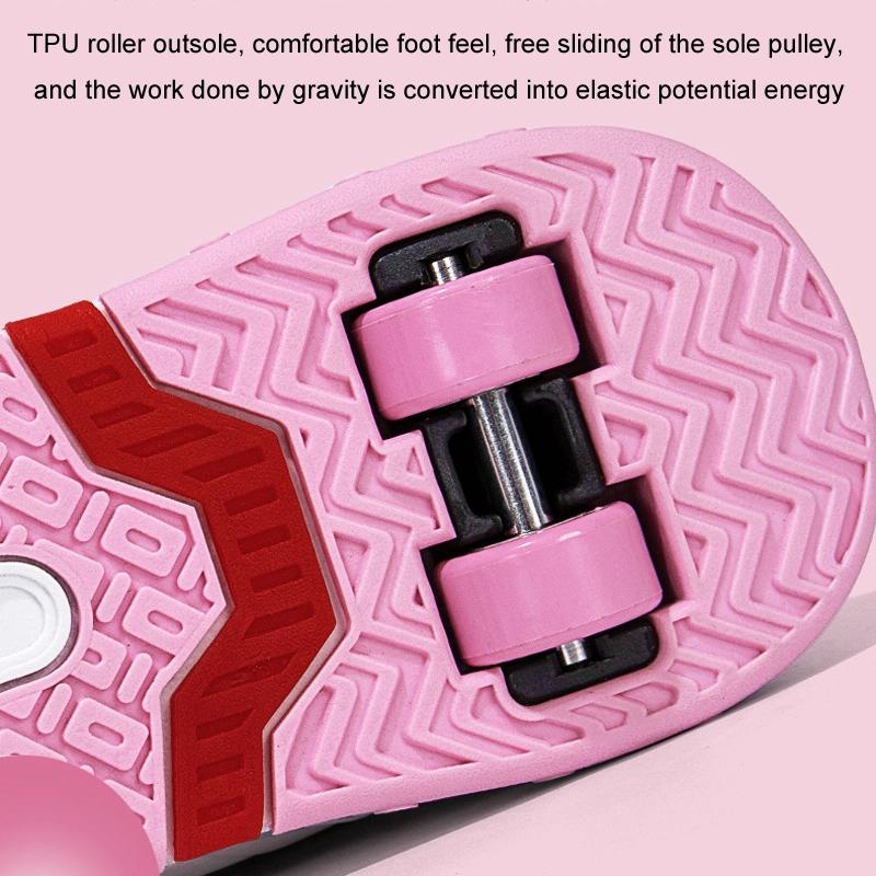 29 Size Children's Two-wheeled Roller Skating Shoes - Xf18 Black - 30 6