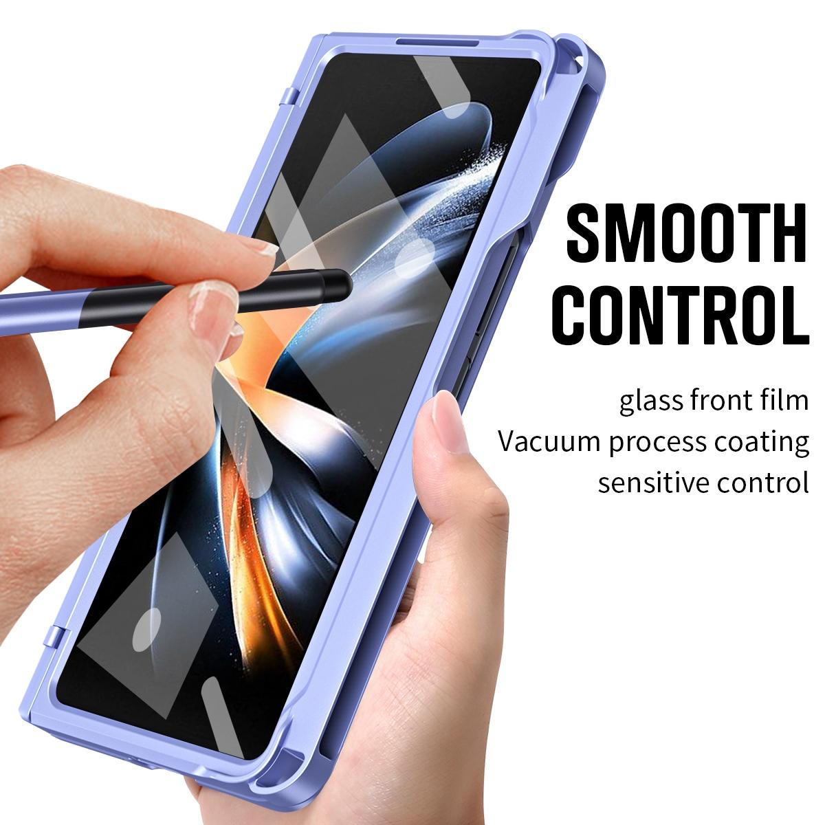 For Samsung Galaxy Z Fold4 5G Shockproof Diamond Case With Hinge And Pen - White 15