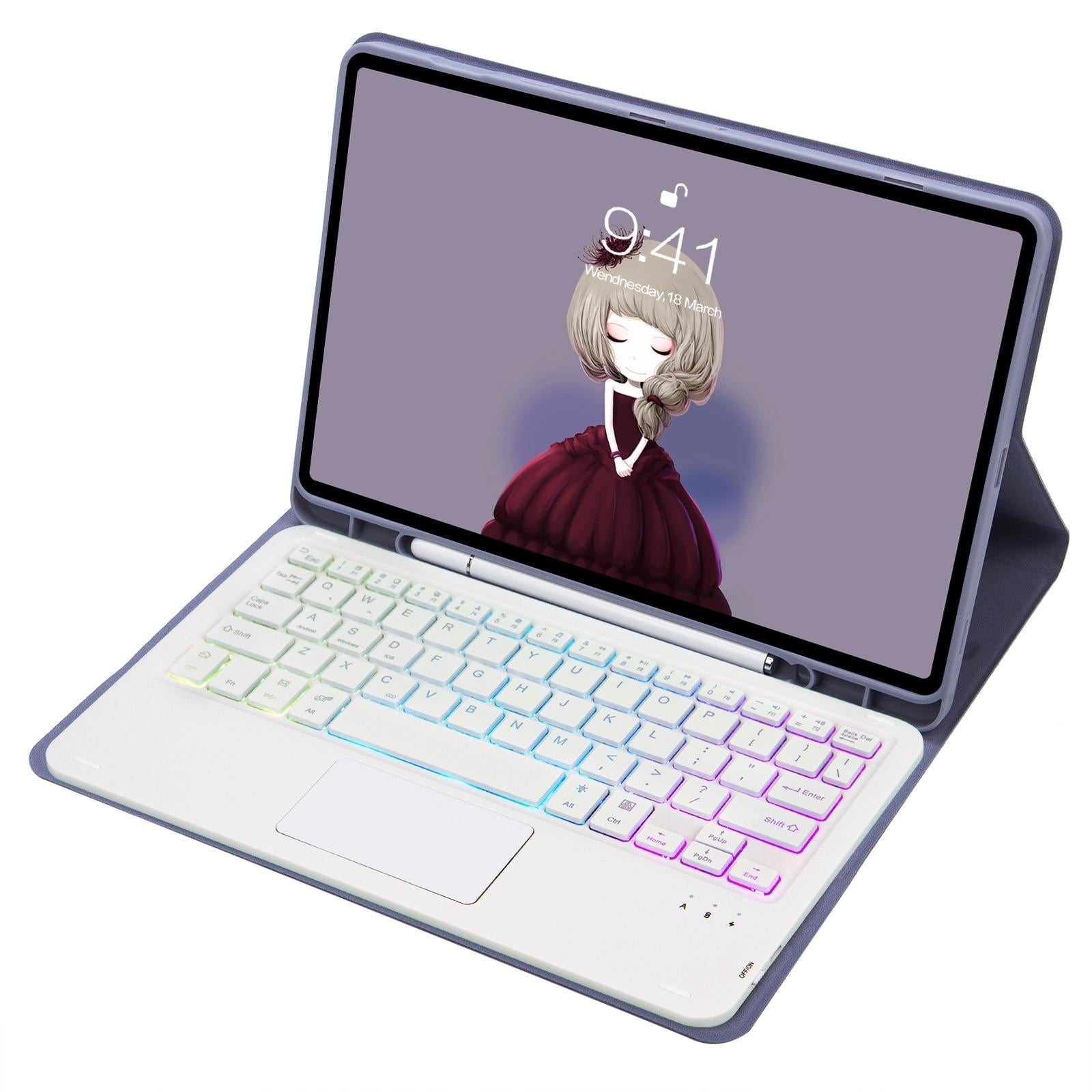Bluetooth Keyboard Leather Tablet Case For Ipad 10.2 / 10.5 / Air 2019 With Touch Pad & Backlight - Sky Blue 10
