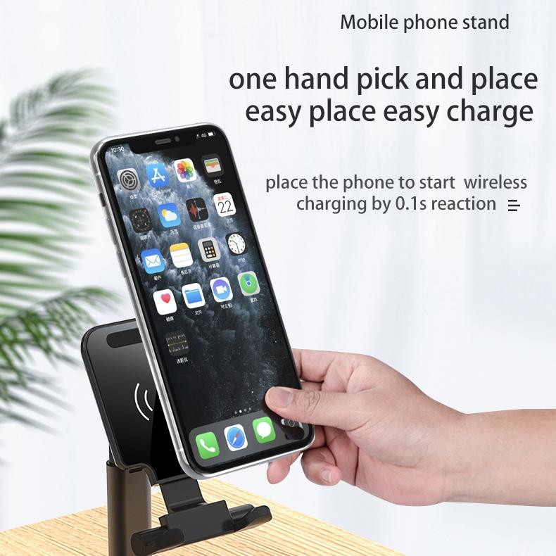 Portable 2 In 1 Wireless Charging Stand Single Charge - Black 13