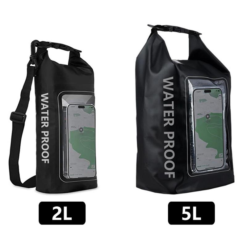 2 In 1 Waterproof Crossbody Phone Bag For Outdoor Cycling Swimming 2L Capacity - Black - 5L 4