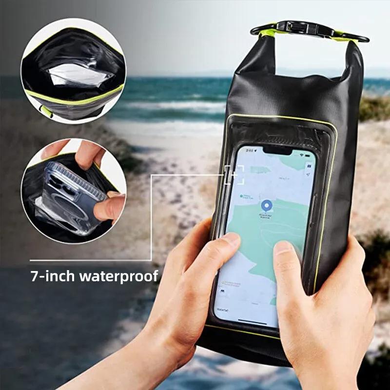 2 In 1 Waterproof Crossbody Phone Bag For Outdoor Cycling Swimming 2L Capacity - Black - 5L 6