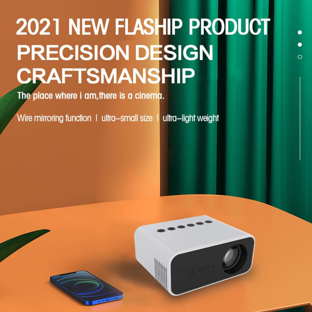 Portable Mini Home Theater Projector - 80 Lumens 1920X1080P Remote Control & Adaptor - White 11
